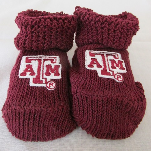 Texas A&M Aggie Branded Newborn Baby Booties<br>(Click on picture for FULL DETAILS)